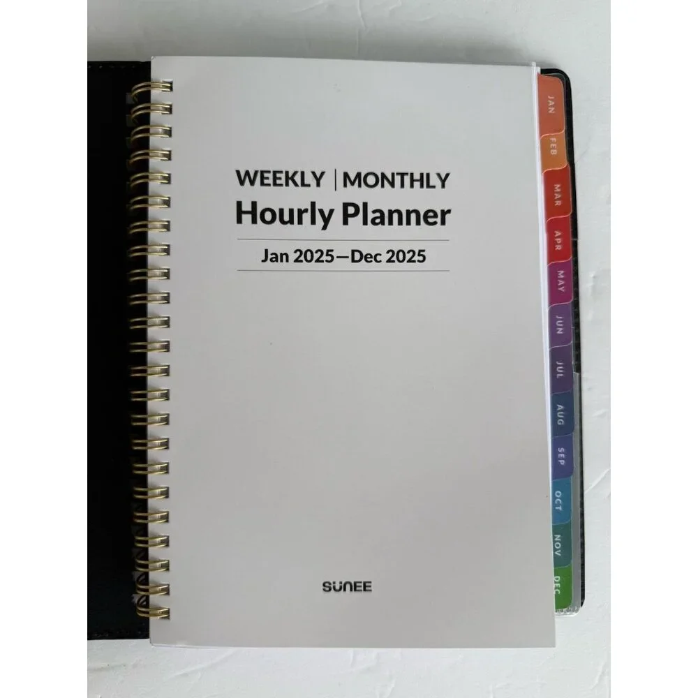 SUNEE Hourly Planner January 2025 - December 2025 Weekly Monthly Light Weight
